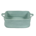 Woven Cotton Rope Storage Basket with Handles for Organizing Shelves Closet Small Cat Dog Pet Toy Baskets Box Bin Decorative Rectangle Baby Nursery Basket Gift Basket Empty (Light Green)