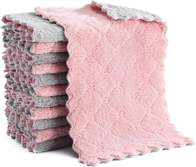 Hypermotion Microfiber Cleaning Cloth, Kitchen Towels, Double-Sided Microfiber Towel Lint Free Highly Absorbent Multi-Purpose Dust and Dirty Cleaning Supplies for Kitchen Car Cleaning. Pack of 12