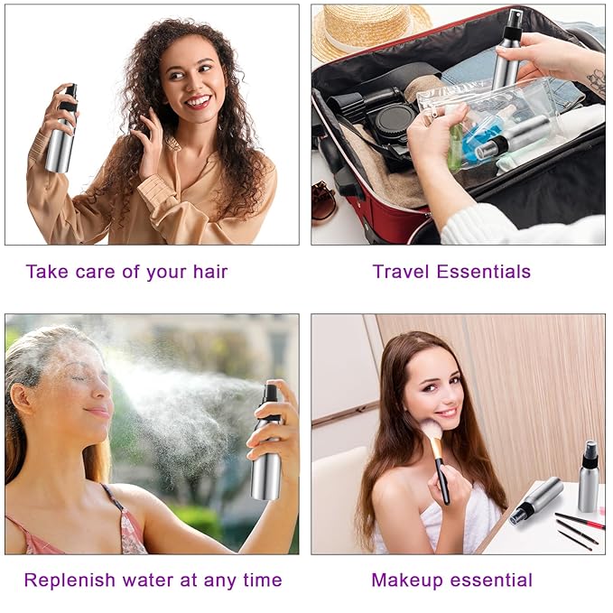 Tessco 2.7oz/ 80ml Aluminum Fine Mist Spray Bottles Reusable Metal Atomizer Bottles Fine Mist Sprayer Essential Oil Storage with Black Pump for Travel Cosmetic Perfume Toner Face Spray(50 Pcs)
