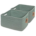 COMFY-HOMI 2 pcs Large Storage Baskets for Shelves, Laundry Basket, Woven Rope Basket, Closet Organizer Bins for Clothes Blanket Towels, Baby Nursery, Gift Toy Baskets, 17” x 13” x 7.5”-Green
