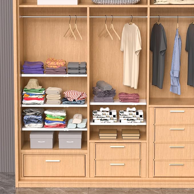 Expandable Closet Shelves, Adjustable Metal Closet Organizers and Storage Shelves for Wardrobe, Kitchen Pantry, Shoe Rack, (2 Pack,W11.81 x L: 17 "to 31")