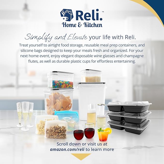 Reli. Airtight Food Storage Containers with Lids (11 Sets) | Kitchen Organizers and Storage Pantry Organizers | BPA Free Plastic Food Container XL Size Variety Pack w/ 2 Measuring Cups, 12 Labels, Pen