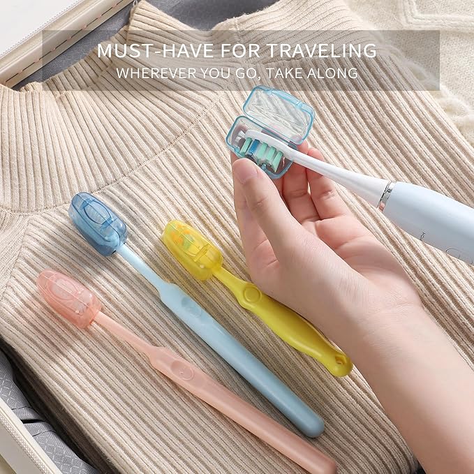 Muslish 20 Pack Toothbrush Covers, Portable Toothbrush Head Cover Caps, Toothbrush Case Protector for Home and Travel, Fits Most Manual and Electric Toothbrushes (Yellow)