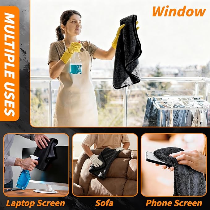 12 PCS Microfiber Towels for Cars 24x16 Inch Microfiber Cleaning Cloths Bulk Soft Car Detailng Towel Cloths 600 GSM Detailing Buffing Quick Drying Towel Polishing Waxing Auto Detailing Towel Cloth