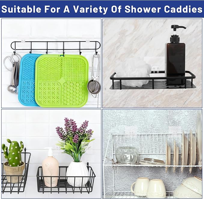 MBAIY0 Shower Caddy Adhesive Replacement, 15 Pack Strong Shower Shelf Adhesive Hooks for Bathroom Storage Shelves and Kitchen Racks