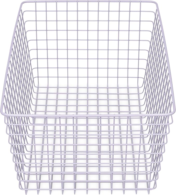 Whitmor 4 Pack Lavender Wire Storage Baskets for Organizing Office, Metal Storage for Pantry, Kitchen Bins & Freezer