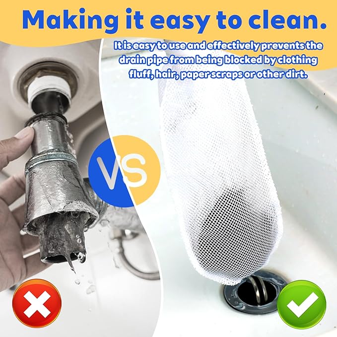 8 Pieces Lint Traps for Washing Machine Hose Nylon Mesh Lint Traps with 8 Pcs Tie Strap, Laundry Washer Drain Lint Catcher Discharge Hoses Filter Fits All Washing Machines