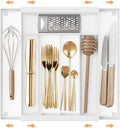 Silverware Organizer Metal Mesh, Drawer Organizer, Utensil Cutlery Tray for kitchen drawers,Expandable Flatware Organizer with 7 Compartment White 9.6"~16.1" x 13.8"