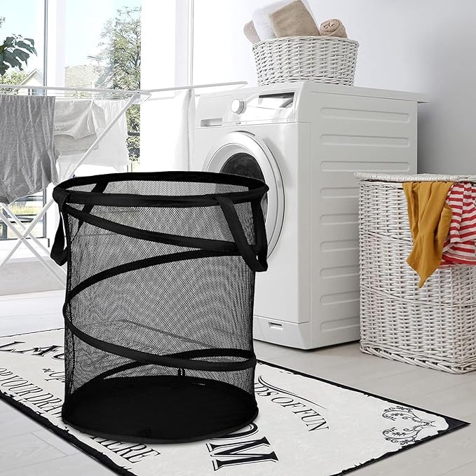 BATTOO Collapsible Laundry Baskets, Foldable Hamper for Laundry, Extra Large Pop Up Laundry Hamper 113L with Portable Bag Mesh Clothes Hamper for Bathroom, Campout, Dorm or Travel