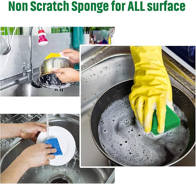 Patelai 10 Pieces Silicone Dish Sponge Silicone Scrubber Reusable Kitchen Scrubbing Cleaning Sponge Soft Dish Scrubber for Fruit Vegetable(Square Sponge)