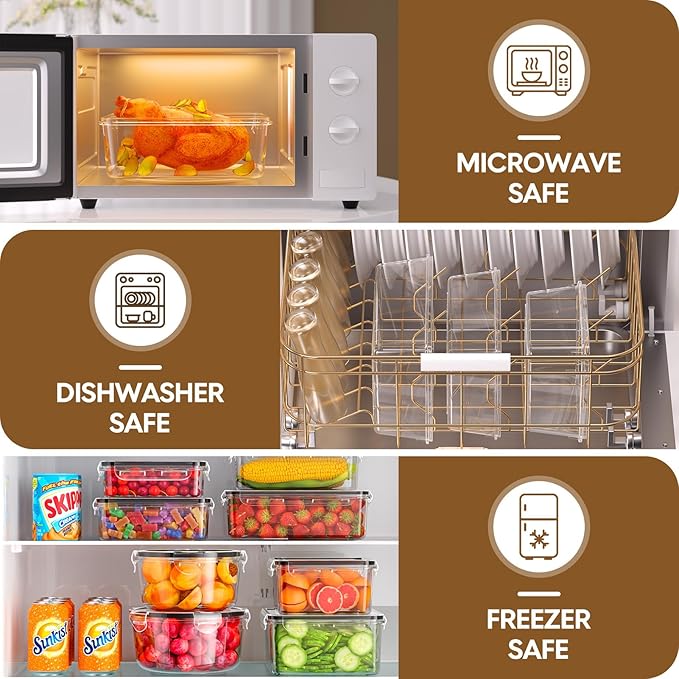 70 PCS Food Storage Containers with Lids Airtight (35 Containers & 35 Lids), 100% Leak Proof Meal Prep Container for Kitchen, BPA-Free Plastic(Polypropylene5), Microwave/Dishwasher Safe, Labels & Pen