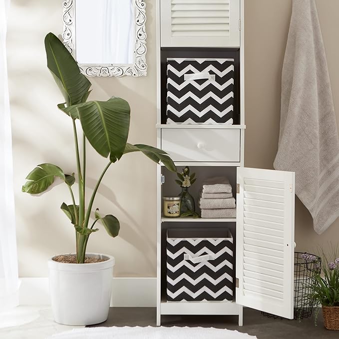 DII Non Woven Polyester Storage Bin, Chevron, Black, Small Set of 2