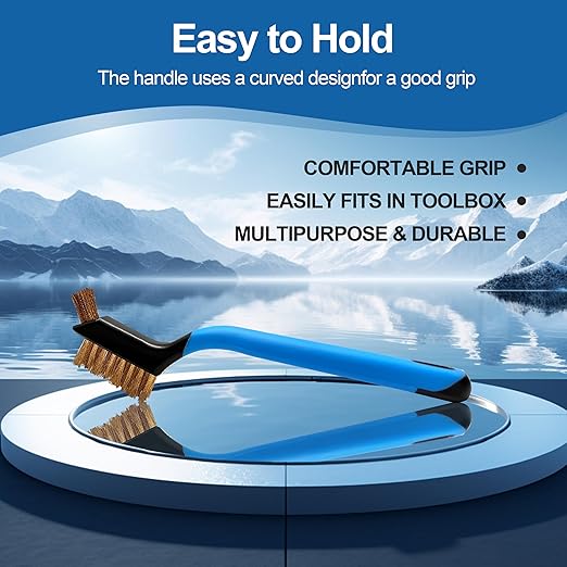 Mini Wire Brush Set 6Pcs - Nylon/Brass/Stainless Steel Bristles with Curved Handle Grip for Rust, Dirt & Paint Scrubbing with Deep Cleaning