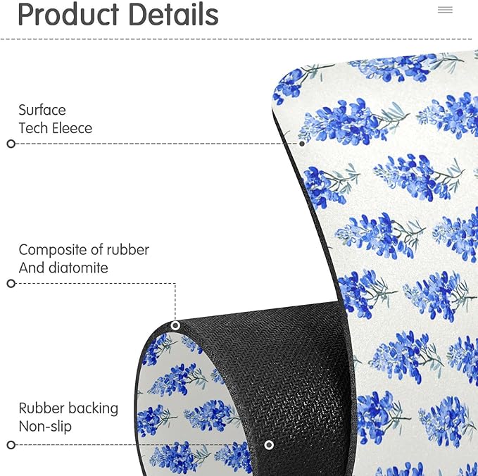Watercolor Bluebonnets Lavender Herb Kitchen Sink Splash Guard Sink Faucet Mat Faucet Handle Drip Catcher Drain Mats for Kitchen Bathroom Countertop Absorbent Dish Drying Pad 2Pack