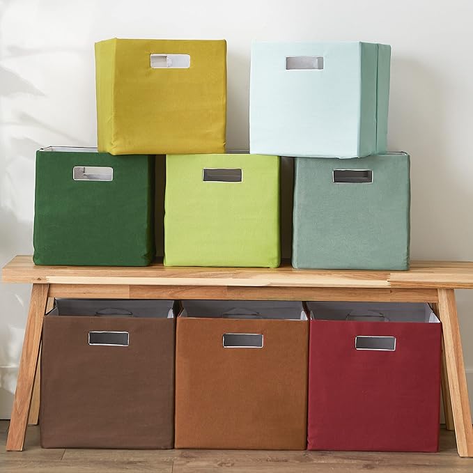 DII Collapsible Polyester Storage Cube, Solid, Lightweight and Durable, Large Square, 13x13x13, Bark Brown
