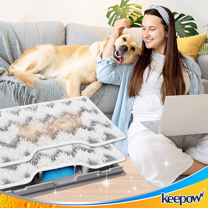 KEEPOW Reusable Mop Replacement Pads Compatible with Shark Vacmop VM252 VM200P12 VM252P10 VC205 VM190 VM200 QM250 VM250, Washable Microfiber Mop Vac Pads Refills with Upgraded Design(1+2+4 Pads)