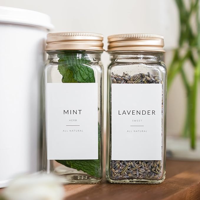 Minimalist Spice Labels for Spice Jars - 146 Spice Jar Labels Stickers for Containers, Waterproof Spice Stickers Preprinted - Spice Organising Herb Seasoning Kitchen Pantry Organization