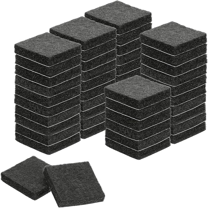 uxcell Felt Furniture Pads, 48Pcs 0.98" x 0.98" Adhesive Backed Felt Non-Slip Anti-Scratch Chair Leg Protectors for Protecting Hardwood Floor, Black