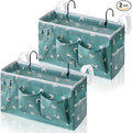 Kanrichu 2pcs Bedside Caddy Hanging Storage Bag, Organizer Baskets with Pockets for Bunk Bed Shelf and Hospital Beds, Loft & Dorm Rooms Chair Bed Rails Accessories (Bedside bag-Riceball)