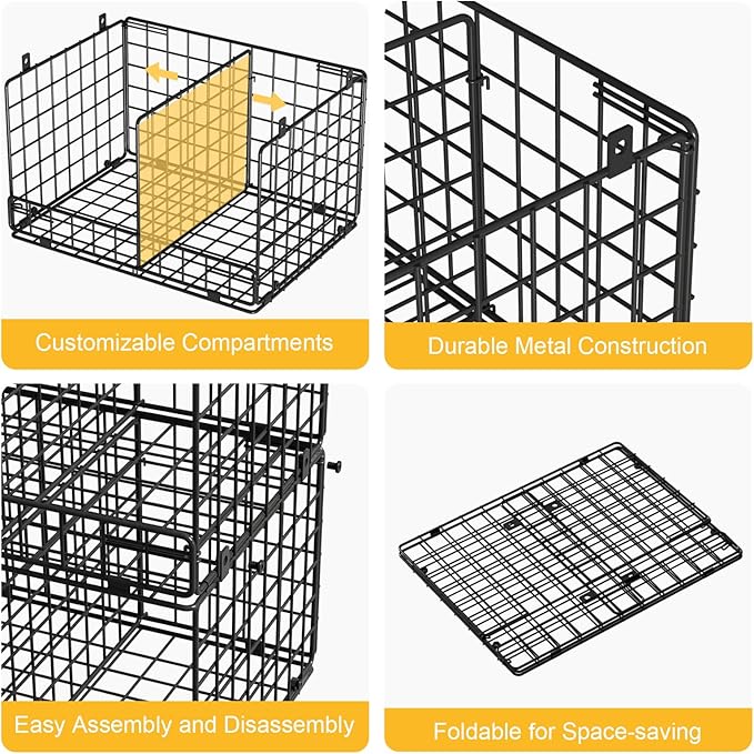 5 Tier Hanging Closet Organizer with Adjustable Dividers, Heavy-Duty Storage Shelves for Clothing, Kitchen, Laundry Room, Extra Large Baskets, 15.7" W x 11.8" D x 51" H, Black