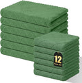 Homaxy Kitchen Towels and Dishcloths Set, 10 x 10 and 13 x 19 Inches, Set of 12 Super Soft and Absorbent Coral Velvet Kitchen Towels, No Lint and Nonstick Oil Fast Drying Dish Towel, Grass Green