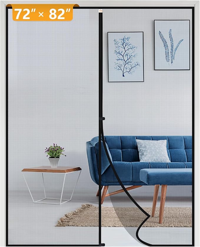 yotache Wide Screen Door with Magnets Fits Door Size 72 x 82, Screen Size 74" x 83" Retractable Net Hanging Tools Free Installation for Patio Walk Thru Sliding Door