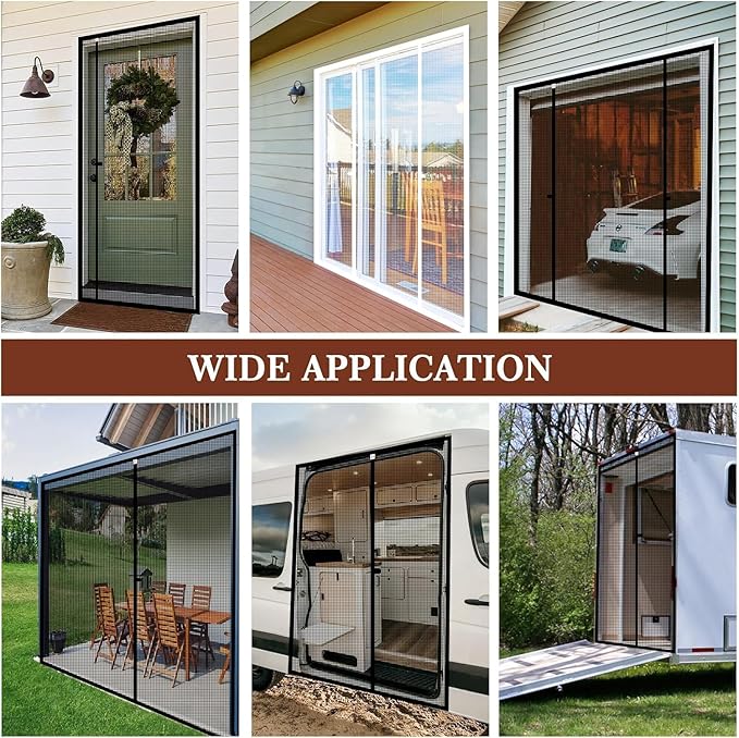 Yotache Customized Magnetic Screen Door, Left Right Side Opening Door Mesh with Magnets for Patio, Balcony, Front, Back, Sliding Door