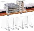 JOY DECOR 6 Pack Acrylic Clear Shelf Dividers for Closets Organizer and Storage Adjustable Vertical Wood Shelf Closet Separators for Clothes,Book,Bags in Bedroom and Kitchen