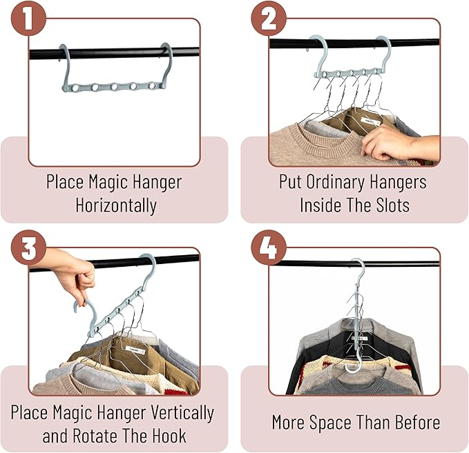 Mr. Pen- Space Saving Hangers for Clothes, 16 pcs, Pastel Colors, Plastic Multi Clothes Hangers Space Saving, 5 Slots, 360° Rotating Hooks