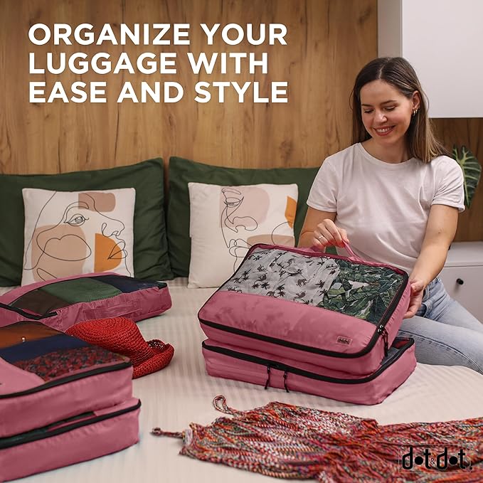Dot&Dot 5 Pcs Large Travel Packing Cubes for Suitcases - Carry on Luggage Organizer Bags