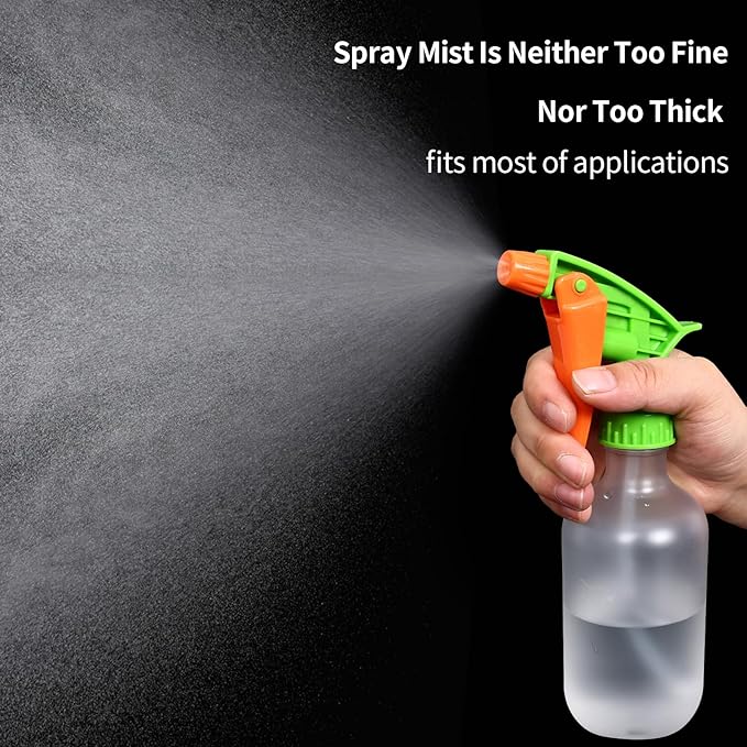 Cleaning Spray Bottles for Plants Misters Inside, 2 Pack 10 oz Squirt, Water Spray Bottle Mist Sprayer, No Leak Hair Mister Empty with Adjustable Nozzle (White Orange)