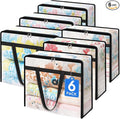 6 Pack Clear Storage Bags for Comforter, Clothes & Bedding, Plastic Blanket Storage with Zipper and Handle, Moving Bags, Closet Organizer and Under-Bed Storage (60L)