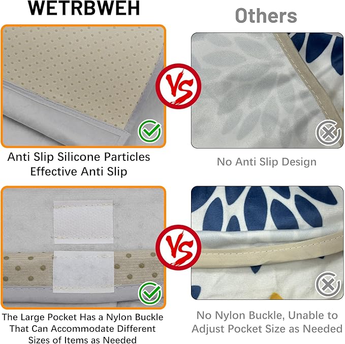 WETRBWEH Remote Control Holder for Armchair，Couch Caddy Organizer TV Remote Holder for Bed Storage 5 Pockets，Remote Caddy Bedside Organizer Bedside Table Organizer (LightGray, 35''x18'')