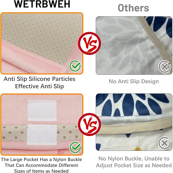 WETRBWEH Remote Control Holder for Armchair，Couch Caddy Organizer TV Remote Holder for Bed Storage 5 Pockets，Remote Caddy Bedside Organizer Bedside Table Organizer (Pink, 35''x18'')