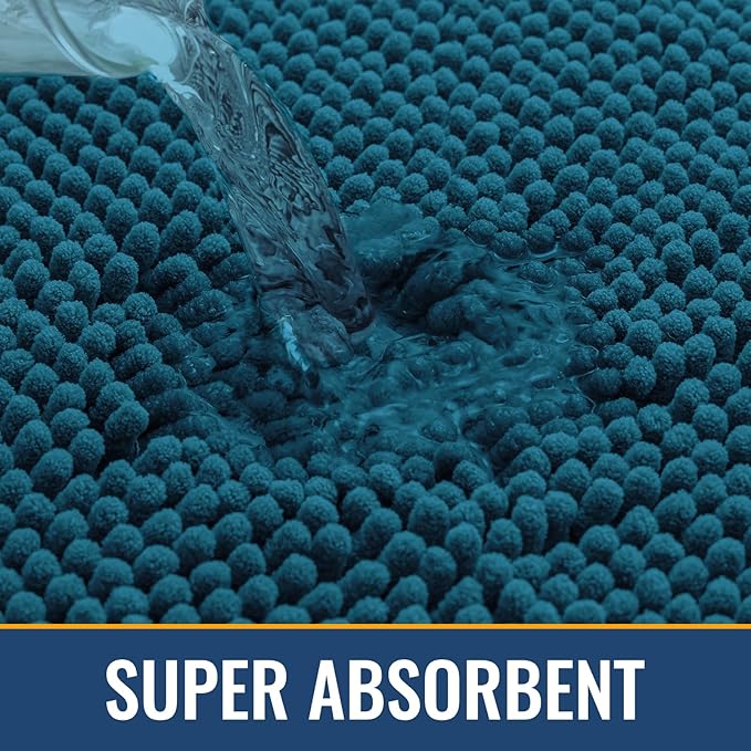 Arotive Bathroom Rugs 30x20, Extra Soft Absorbent Shaggy Chenille Bath Rugs, Machine Washable Rubber Backing Non-Slip Bath Mats for Bathroom Floor Tub and Shower, Home Decor Accessories, Peacock Blue