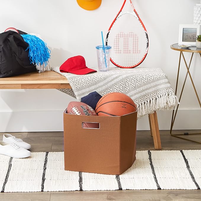 DII Collapsible Polyester Storage Cube, Solid, Lightweight and Durable, Large Square, 13x13x13, Cinnamon