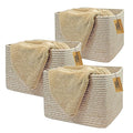 COMFY-HOMI 3Pack Small Woven Cotton Rope Basket for Organizing, Gift Baskets for Handles, Empty Gift Baskets, Medium Rope Basket|13.5" x 11" x 9.5" home decor for Living Room, Bathroom