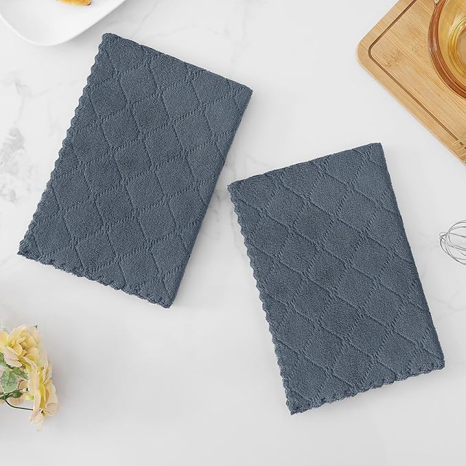 Homaxy 12 Pack Dish Towels for Kitchen (13 x 19 Inches, Dark Grey), Super Soft and Absorbent Coral Velvet Dish Cloths for Washing Dishes, Nonstick Oil Fast Drying Microfiber Cleaning Cloth