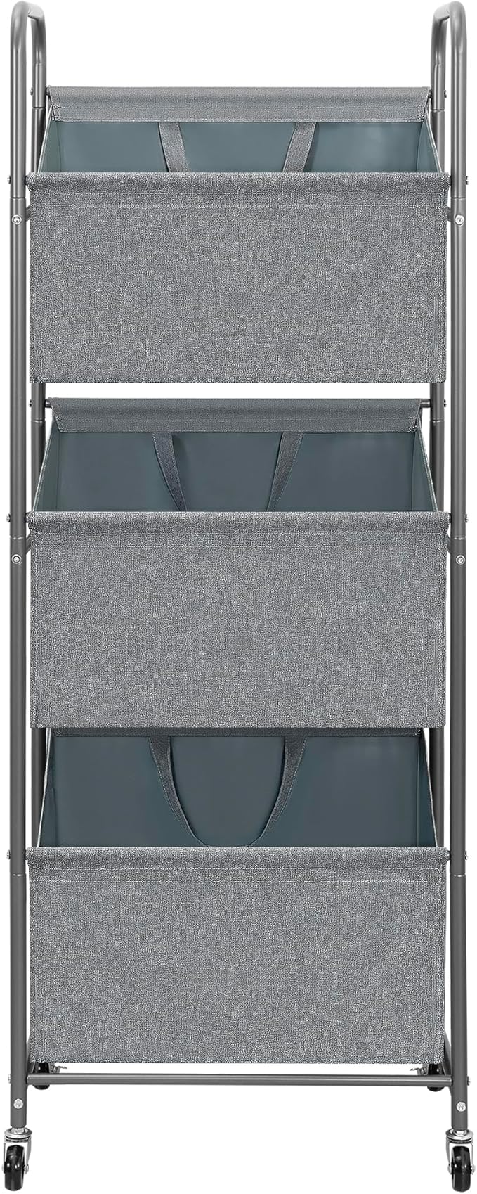 STO STO 3-Tier Vertical Rolling Laundry Hamper with Removable Bags, 120L Stackable Laundry Sorter Basket, Clothes Hamper with Wheels for Small Spaces, Closet, Bedroom, Bathroom, Laundry Room, Gray
