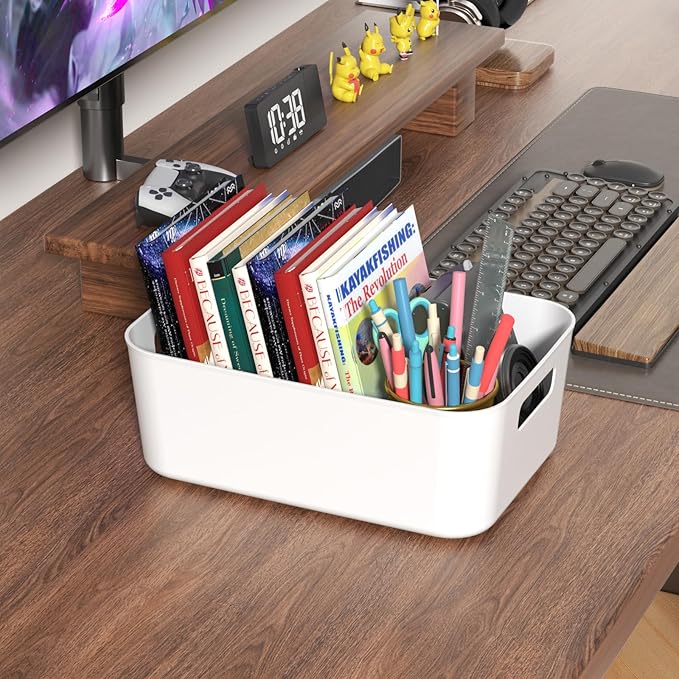 12 Packs Plastic Pantry Organizing Bins, Small Open Storage Bin, White