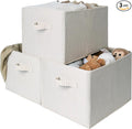 StorageWorks Foldable Shelf Organizer Bins, Closet Storage Baskets for Clothes, Storage Bins for Organization, Beige Stripes, 3-Pack, Extra Large