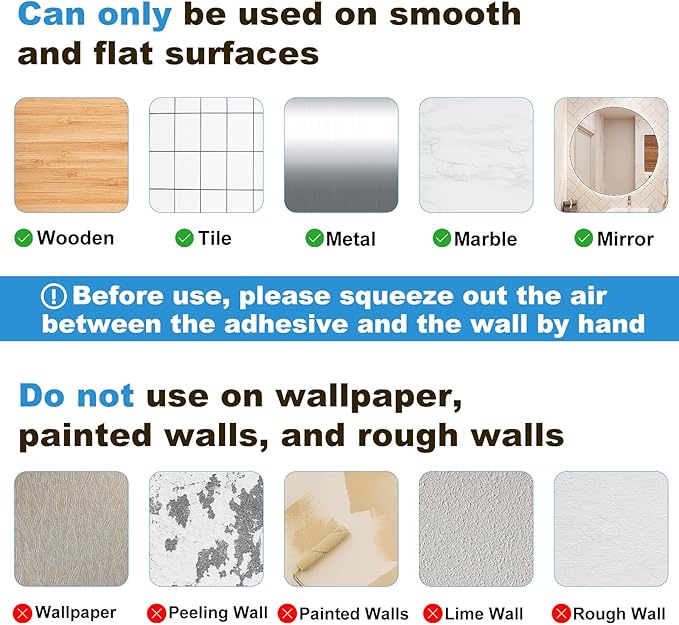 Adhesive Shower Caddy, 4 Pack Acrylic Bathroom Shelves, No Drill Wall Mount Organizer Storage Shelf