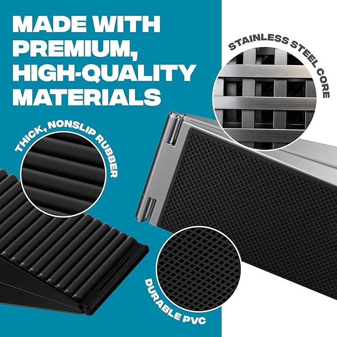 Strongest Home 2 Pack XL Adjustable Door Stopper with Spring – Heavy Duty Wedge for Oversized, Thick & Heavy Doors, Anti-Slip Rubber Grip, Commercial, Home & Outdoor Use on Carpet, Wood & Tile - Black