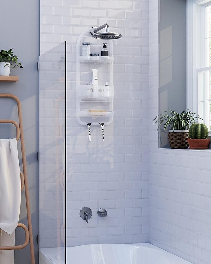 Zenna Home 5890KK, Large Over-The-Showerhead Caddy, Frosted