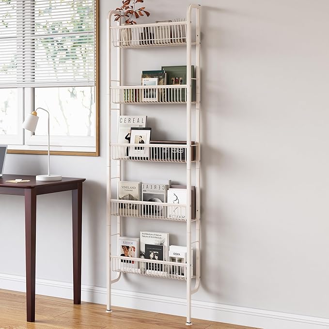 COVAODQ Pantry Spice Rack Narrow Bookshelves Behind The Door for Kids,Multi Pantry Organizer Spice Rack for Kitchen Bedroom