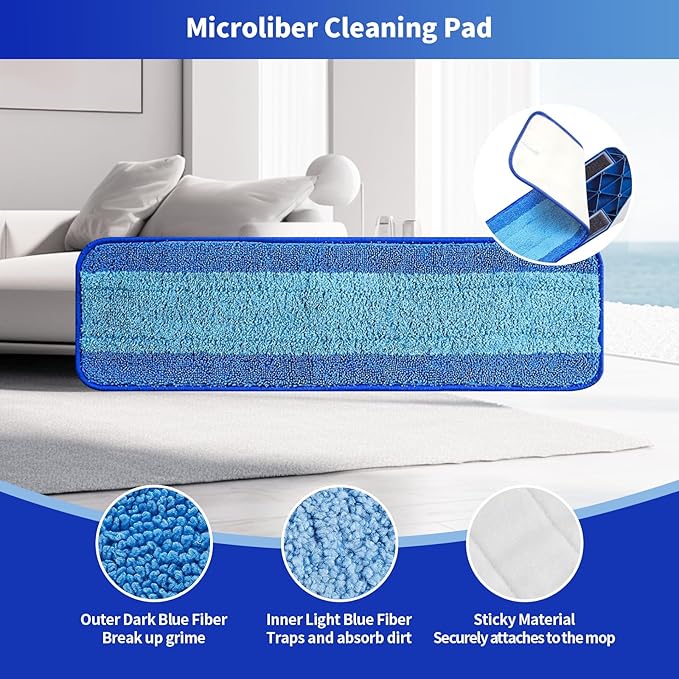 15-Pack Microfiber Mop Pads for Bona - Washable Reusable Refills for Hardwood, Tile & Multi-Surface Floors | Pet Hair & Stain Remover