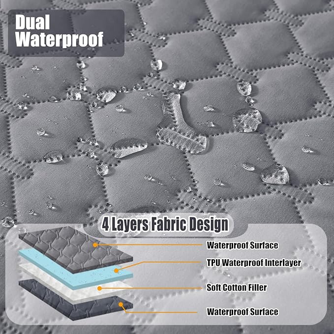 Smiry Waterproof Dog Bed Cover Blanket, Soft Reversible Pet Blanket, Washable Leakproof Cats Dogs Couch Cover for Sofa, Couch, Furniture, Plaid (82x102 Inch, Grey/Dark Grey)
