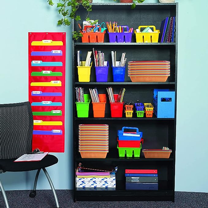 Kolewo4ever 24 Pack Classroom Storage Baskets Pencil Organizer Bins 13.5 x 10 x 3 Inch Paper Trays Basket Plastic Book Basket for Classroom Library Organizer