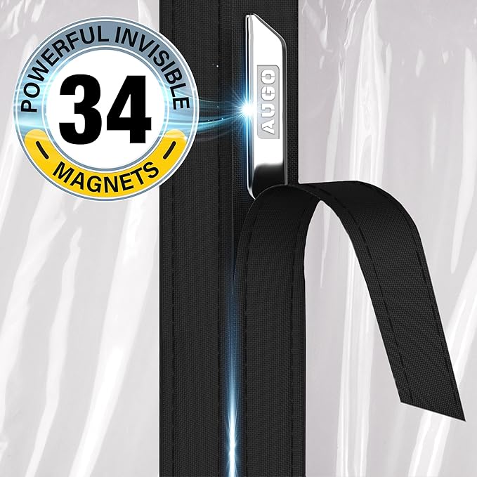 AUGO Magnetic Thermal Insulated Door Curtain - Transparent EVA Door Cover for Winter- Keeps Warm Air in and Cold Air Out - Home Winterizing Products - Patent Pending Keep Open Feature - 38 x 97 Inch