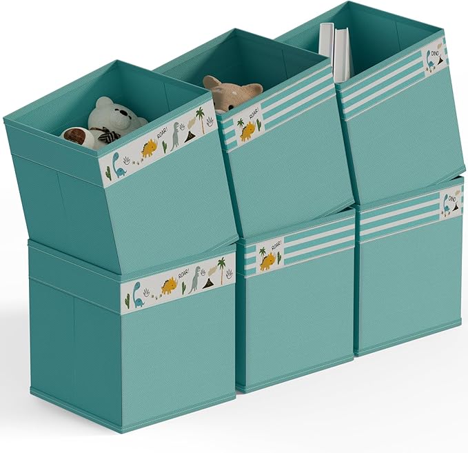 homyfort Cube Storage Organizer Bins, 12x12 Inch Fabric Bins for Cube Storage, Foldable Cloth Baskets Box with Handles for Organizing Clothes, Toys in Pantry, Closet Shelf, Nursery, Kids Room (Green)